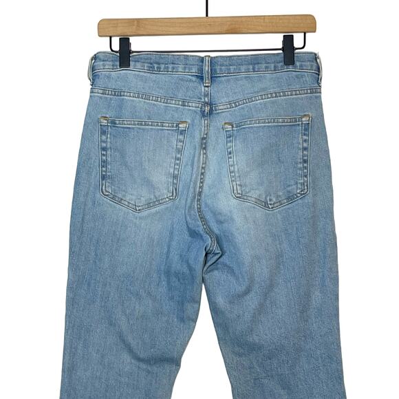 Everlane Straight Leg Jeans Women's SZ 29 Blue Denim Mid Rise Frayed Hem Cropped - Picture 5 of 9